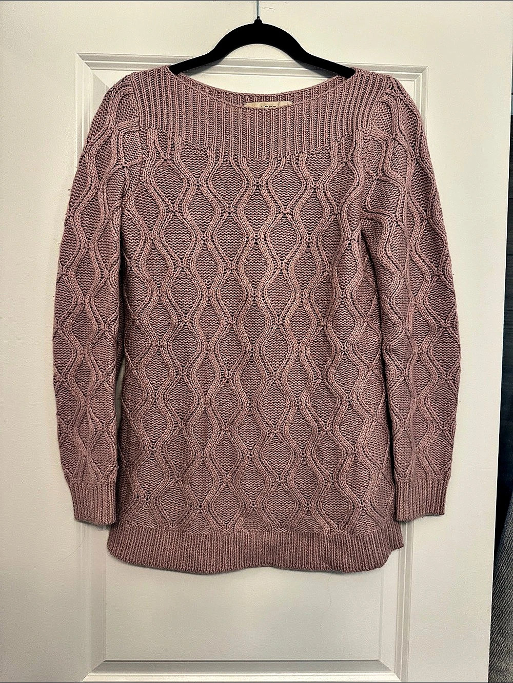 LOFT Cable Knit Sweater in Soft Pink